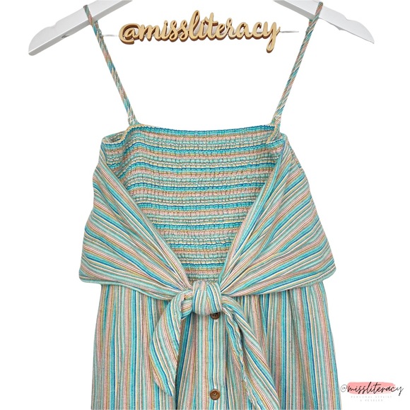 American Eagle AEO Ladies' Sundress Striped Smocked Button-Down Midi Dress XXS - Picture 7 of 12